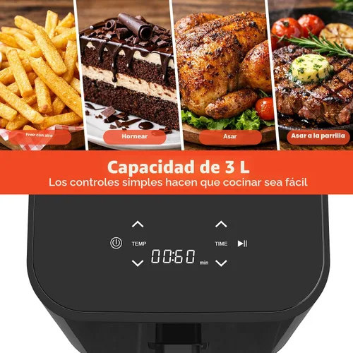 Vista 3 de NEWBULIG Freidora de aire, freidora digital compacta de 3 cuartos de galón con placa antiadherente y cesta apta para lavavajillas, comidas rápidas