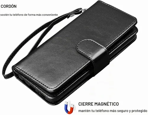 Vista 6 de NJJEX Funda tipo cartera para iPhone 12 Pro Max, 9 ranuras para tarjetas Negro