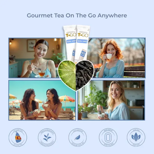 Vista 8 de T-GO Earl Grey - Bolsas de té negro de Ceilán para cómodas varillas de agitación con cafeína de todo el tiempo, 15 palitos de té favoritos