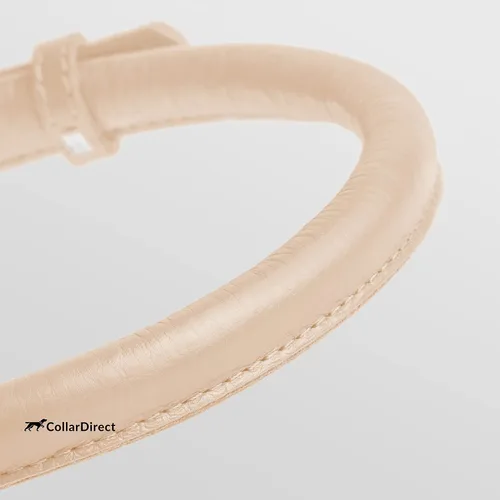 Vista 2 de CollarDirect Collar de perro de cuero enrollado, collar redondo acolchado suave para cachorros, collar de cuero genuino hecho a mano para perros