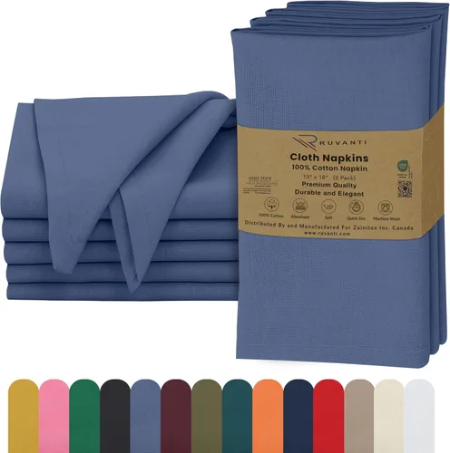 Vista 42 de Ruvanti - Servilletas de tela, paquete de 6, 45x45 centímetros, 100% algodón, lavables, suaves y absorbentes, perfectas para bodas, cenas de Belleza