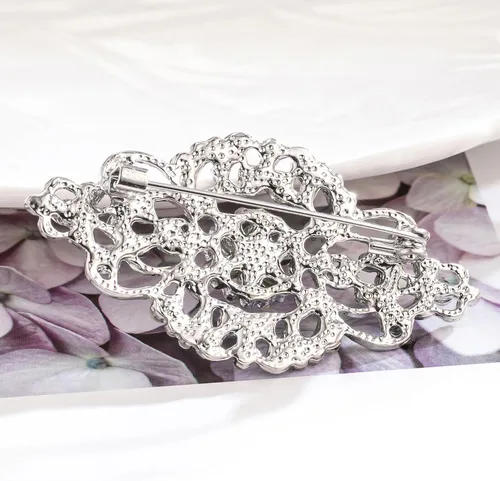 Vista 4 de Broche de diamantes de imitación Art Deco de cristal nupcial vintage para boda