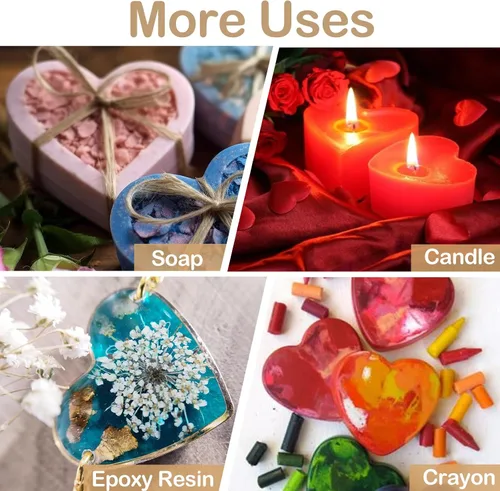 Vista 7 de 3 moldes de corazón de silicona con 8 cavidades en forma de corazón para hornear magdalenas de grado alimenticio, velas fáciles de limpiar, resina
