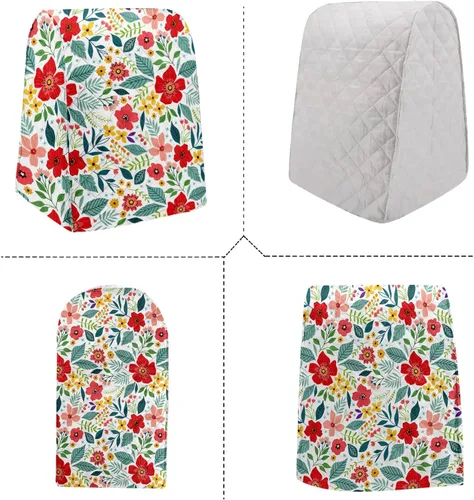 Vista 3 de Funda para batidora de pie floral con bolsillos, acolchada a prueba de polvo, compatible con KitchenAid de 5 a 8 cuartos de galón, Hamilton Beach
