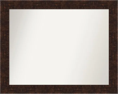 Vista 104 de Amanti Art Espejo de baño de bronce para sobre fregadero, 24 x 24 pulgadas, espejo de tocador cuadrado estrecho de bronce Manhattan, marco de madera