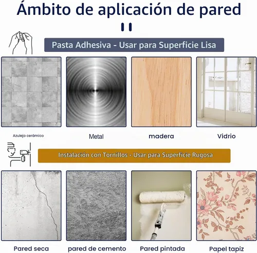 Vista 6 de Codoule 10 soportes autoadhesivos para cortinero, sin taladro, sin necesidad de taladro, ganchos ajustables para cortinero, ganchos para cortinero