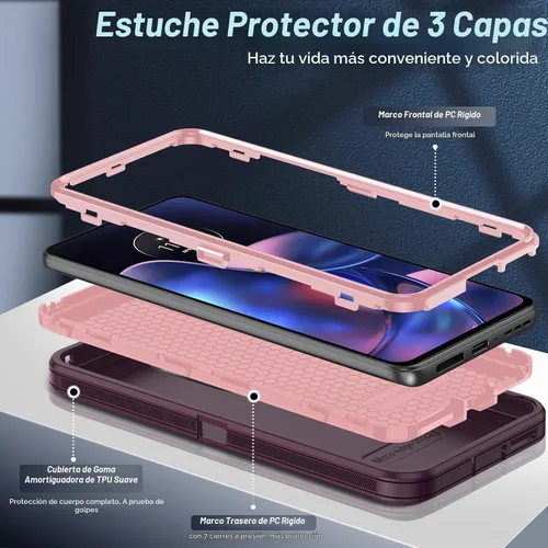Vista 3 de LeYi Funda para Motorola Edge-2022: 【No es compatible con Edge Plus】 Funda resistente 3 en 1, funda resistente 3 en 1, grado militar, a prueba