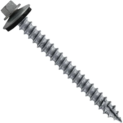 Vista 44 de 12 tornillos para techos de metal gris ABC de 2-1/2 pulgadas, cabezal de arandela hexagonal, arranque automático/roscado, arandela EPDM. 1 bolsa