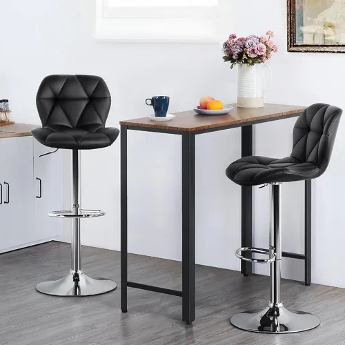 Vista 4 de Topeakmart 2 taburetes de bar de cuero PU 360° giratorio bar mostrador silla con respaldo Home Kitchen Bar Taburetes Negro