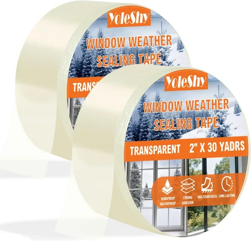 Vista 8 de YoleShy Cinta de sellado transparente para ventanas, 2 pulgadas x 30 yardas, sin residuos, cinta aislante de ventana resistente para puertas