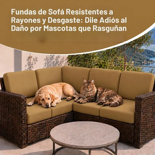 Vista 7 de 8 fundas de cojín para patio, fundas de cojín elásticas para .Camel