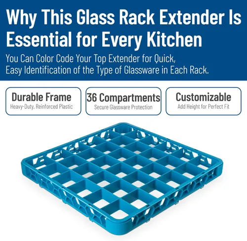 Vista 3 de Carlisle FoodService Products OptiClean - Extensor de estante de vidrio dividido de 36 compartimentos para lavavajillas comerciales, extensor