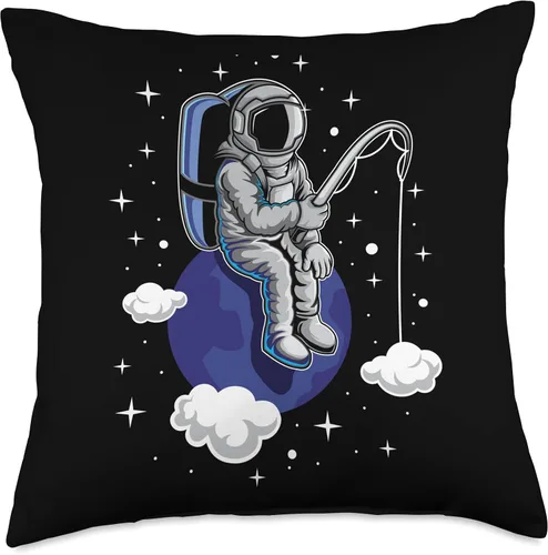 Vista 4 de Astronaut Fishing in Space Cosmic Space Explorer Throw Pillow