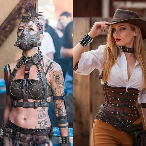 Vista 2 de 2 pulseras exageradas de piel sintética negra con remaches con tachuelas, pulsera ancha gótica punk rock estilo joyería para hombres y mujeres