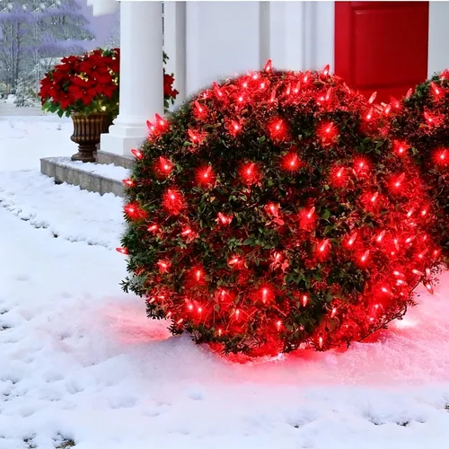 Vista 4 de Efunly Red de luces LED de Navidad para arbustos al aire libre, 100 LED de 5 x 5 pies, impermeable, 8 modos de luces de malla conectables