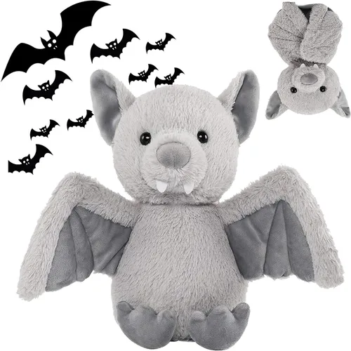Vista 7 de AngelGift Peluche de murciélago de peluche de 11 pulgadas para Halloween, muñeco de peluche para dormir, juguetes para cumpleaños, Navidad, regalos