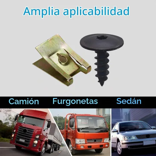 Vista 6 de 10 juegos de cubierta de guardabarros de parachoques, cubierta de forro de guardabarros de parachoques, pernos de parachoques delanteros, tornillos