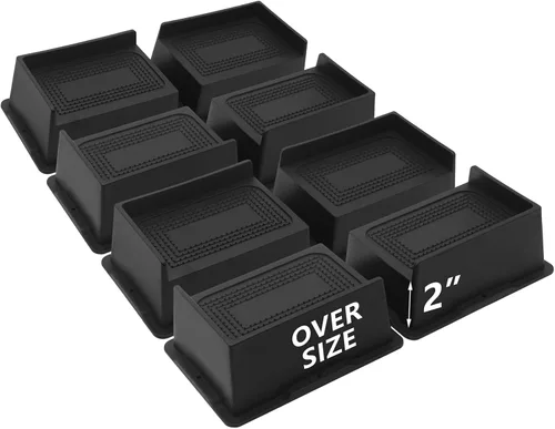 Vista 9 de Paquete de 4 elevadores de cama de 2 pulgadas, elevadores de muebles de gran tamaño resistentes, elevadores de cama extra anchos para mesa, sofá