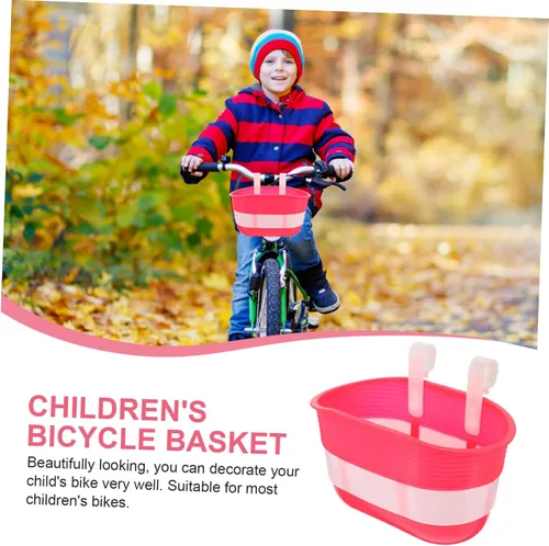 Vista 9 de BESPORTBLE Cesta de scooter para niños, linda caricatura, bicicleta, crucero, manillar delantero, cesta de transporte, accesorios color rosa