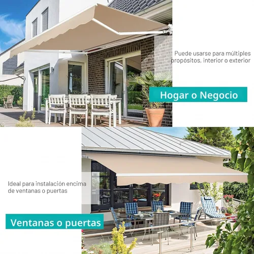 Vista 5 de AECOJOY Toldo Retráctil para Patio de 8.2'×6.5' Sombra Solar Cubierta de Toldo Dosel para Patio Exterior Sunsetter Toldos de Terraza con Manivela
