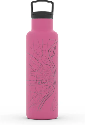 Vista 163 de Well Told Botella de agua aislada con mapa de Washington DC grabado, botella de acero inoxidable grabada (21 onzas, blanco) botella aislada de mapa