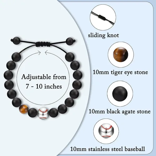 Vista 5 de IKIATY Pulsera de fútbol, béisbol, baloncesto, fútbol, regalos para adolescentes, niños, jugadores, hijos, nietos, sobrinos, amigos, hermano