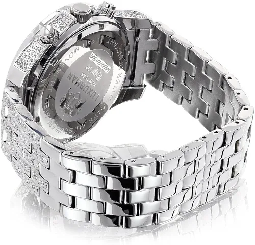 Vista 2 de LUXURMAN Raptor Iced Out - Correa y reloj con bisel de diamantes para hombre, 1 quilate, Moderno