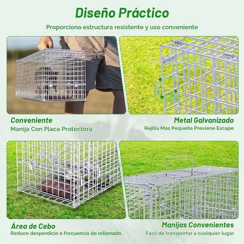 Vista 3 de Trampa de jaula de animales vivos de 26 pulgadas, trampas plegables