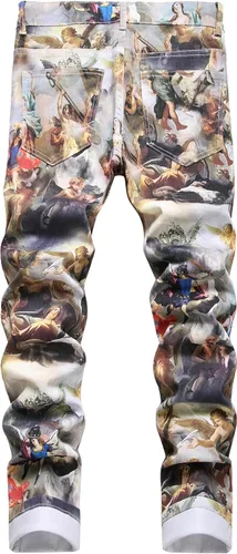 Vista 74 de Enrica Pantalones vaqueros estampados casuales para hombre
