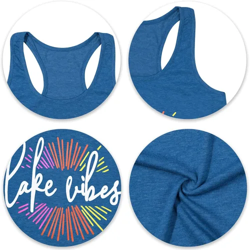Vista 6 de Lake Life - Camiseta sin mangas para mujer, camiseta sin mangas con estampado de Lake Vibes para vacaciones, camiseta sin mangas holgada y bonita
