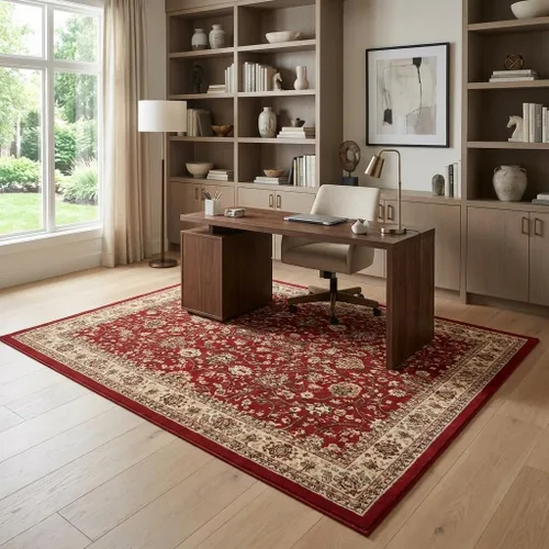 Vista 3 de Unique Loom Colección Sialk Hill - Alfombra de área Washington (7' 10" x 10' Rectángulo Burdeos/Crema)