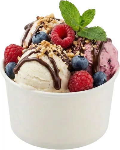 Vista 49 de Restaurantware Coppetta - Vasos de postre de 3 onzas, 50 tazas desechables para helado, tapas se venden por separado, cuencos de papel a cuadros