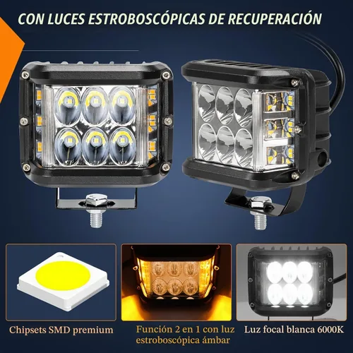Vista 3 de AUTOXBERT 2 piezas de luces laterales de cápsulas, luces LED estroboscópicas de cubo de 4 pulgadas de doble cara para todo terreno con destello
