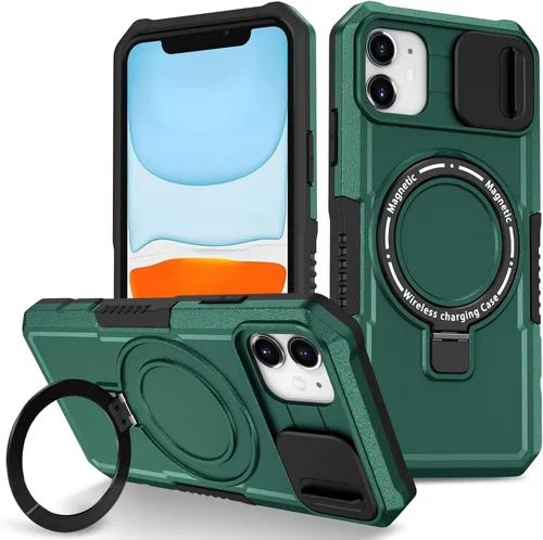Vista 131 de Funda magnética para iPhone 11, soporte de anillo con ventana corrediza, funda protectora mate a prueba de golpes para iPhone 11 6.1, fundas