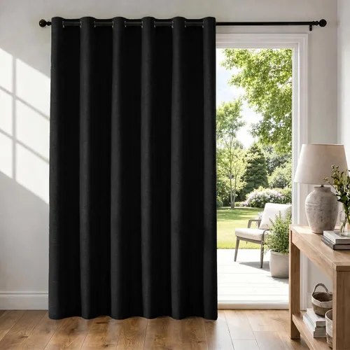 Vista 97 de Cortinas 100% opacas para dormitorio, cortinas opacas de 63 pulgadas de largo, cortinas opacas de lino para sala de estar, cortinas con ojales