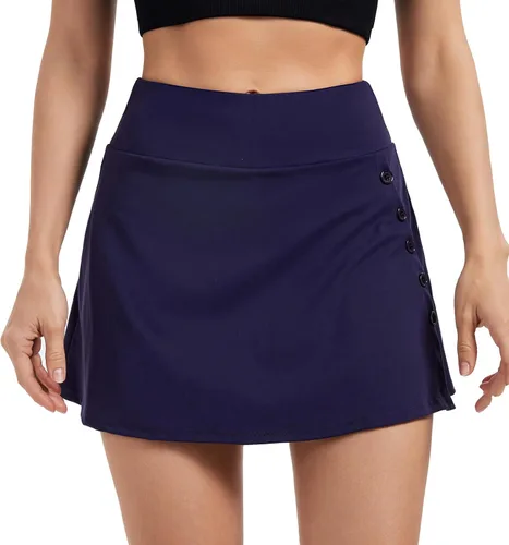 Vista 4 de Blaosn Faldas atléticas para mujer, gimnasio, yoga, entrenamiento, golf, tenis, falda pantalón de cintura alta con bolsillos, ropa bonita de verano