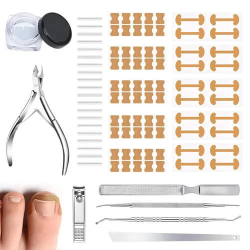 Vista 8 de Kit corrector de uñas encarnadas, herramientas de uñas, tiras de corrección transpirables con herramientas de levantamiento de uñas, cortaúñas