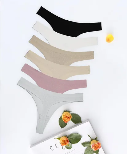 Vista 6 de Jaywan Tangas sin costuras para mujer, transpirables, elásticas, tangas invisibles, paquete de 6, S-XL