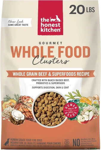 Vista 17 de The Honest Kitchen Whole Food Clusters - Alimento seco para perros con carne de res y avena integrales, bolsa de 1 libra