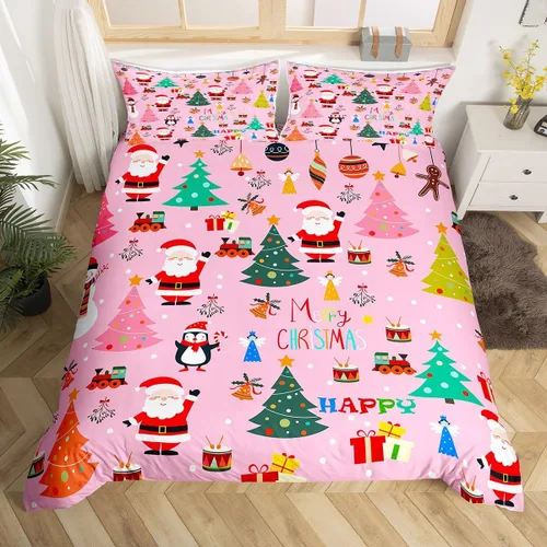 Vista 20 de Feelyou Juego de ropa de cama de Navidad gris para niños, tamaño individual, funda de edredón enana de Navidad para niños, niñas, adolescentes