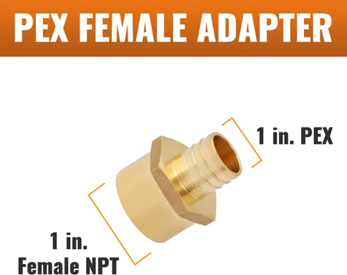 Vista 4 de SUNGATOR Paquete de 2 accesorios de latón PEX de 1" a 1" hembra NPT, certificados por