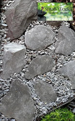 Vista 5 de Piedras de laja para jardín en miniatura, hadas de jardín, modelo Railroad y Wargaming., gris Hand sorted, tumbled & washed in the US by our