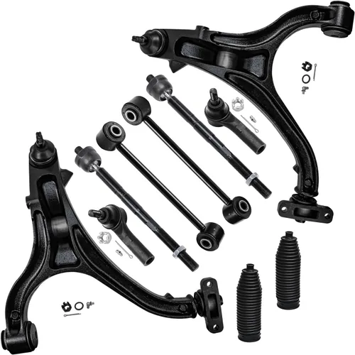 Vista 60 de Detroit Axle - Kit de suspensión delantera de 10 piezas para Jeep 2002-2004