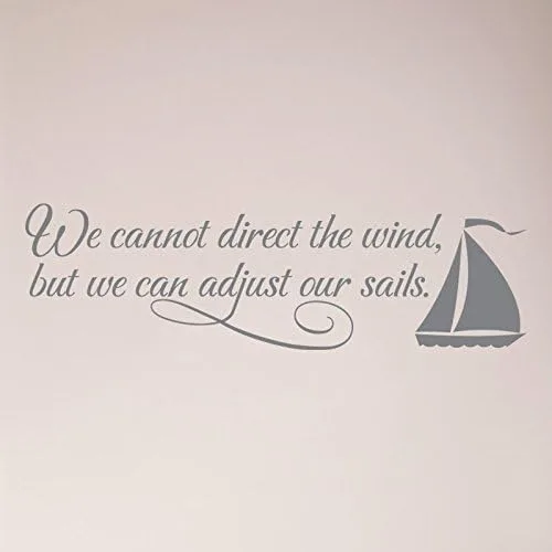 Vista 2 de 36"x12" We Cannot Direct The Wind, But We Can Adjust Our Sails. Adhesivo de pared con texto en inglés "We Cannot Direct The Wind, But We Can Adjust