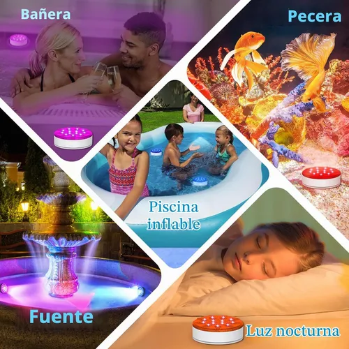 Vista 7 de Luces de piscina para piscina sobre el suelo, luces LED sumergibles recargables subacuáticas con control remoto, IP68 impermeable, luz de piscina