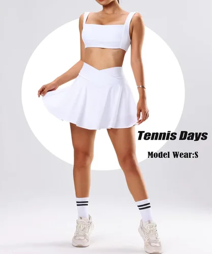 Vista 2 de Navneet Faldas de tenis para mujer con bolsillos, faldas de golf de cintura alta, minifalda plisada para pickleball entrenamiento, deporte, atletismo