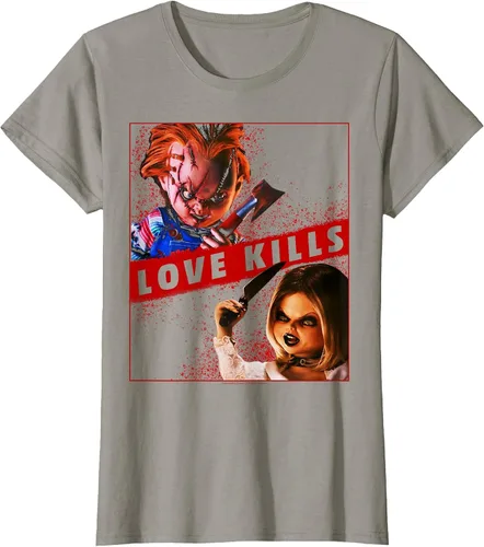 Vista 16 de Child's Play Chucky and Tiffany Love Kills T-Shirt Asphalt Grey