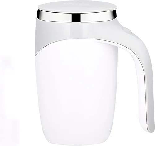 Vista 13 de Taza de café con agitación magnética automática, taza giratoria para mezcla en casa, oficina y viaje, divertida taza eléctrica de acero inoxidable