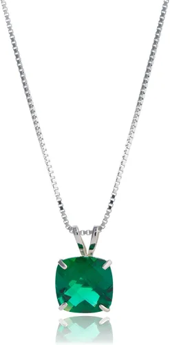 Vista 15 de MAX + STONE Cushion Cut Gemstone Necklace 8mm Solitaire Birthstone Necklace for Women Gemstone Pendant Necklaces with 18 inch Box Chain