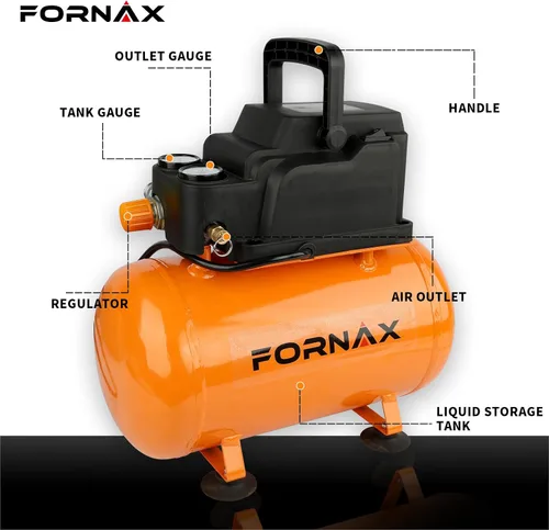 Vista 4 de FORNAX Compresor de aire portátil de 3 galones, compresor de aire para perritos calientes de 110 PSI, sin aceite